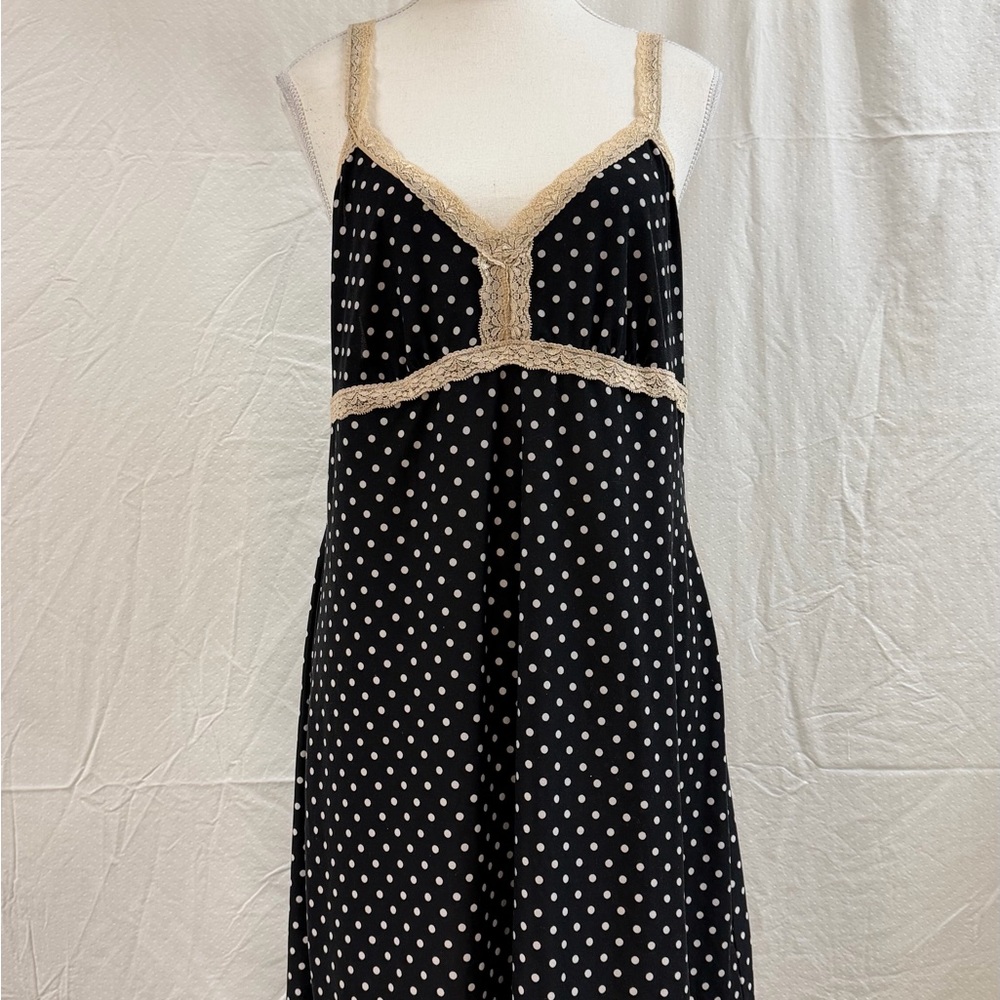 Gilligan & O'Malley Black and Cream Polka Dot Pajama Dress